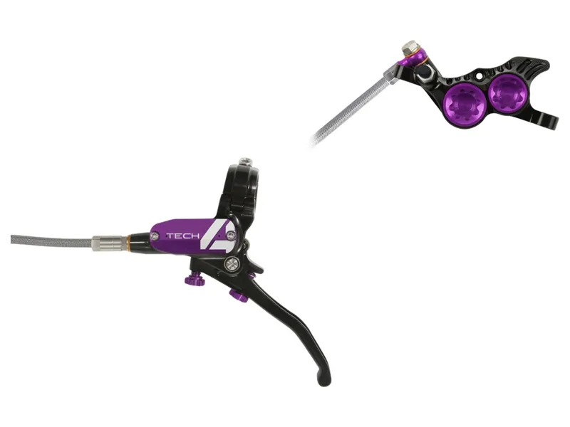 Hope Tech 4 V4 No Rotor Braided Left Hand in Black/Purple