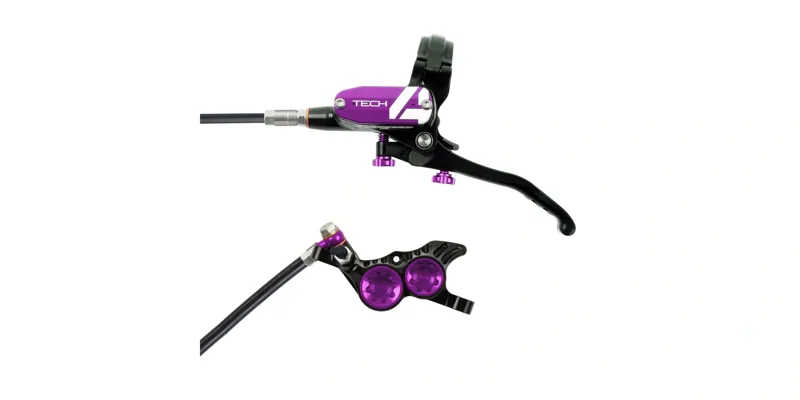 Hope Tech 4 V4 No Rotor Braided Right Hand Brake in Black/Purple