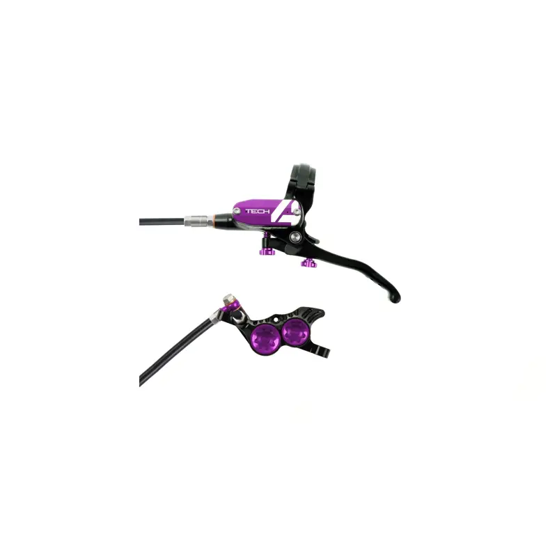 Balfes Bikes Hope Tech 4 V4 No Rotor Braided Right Hand Brake in Black/Purple | Free postage over £30, £10 off first order, price match & 0% finance.