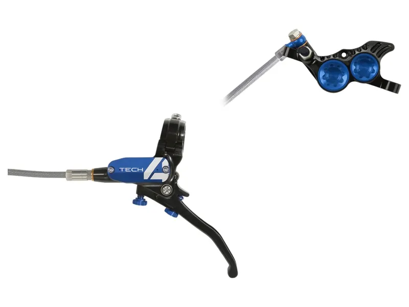 Hope Tech 4 V4 No Rotor Braided Right Hand in Black/Blue