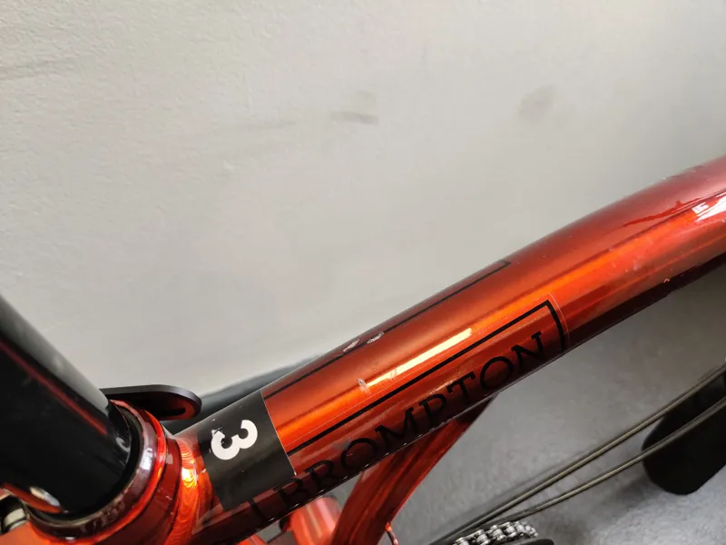 EX DEMO Brompton P Line 4 speed Mid handlebar Extended seatpost Folding Bike 2025 in Flame Lacquer -7