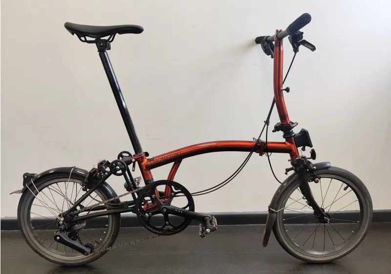 EX DEMO Brompton P Line 4 speed Low handlebar Standard Seatpost Folding Bike 2026 in Flame Lacquer 