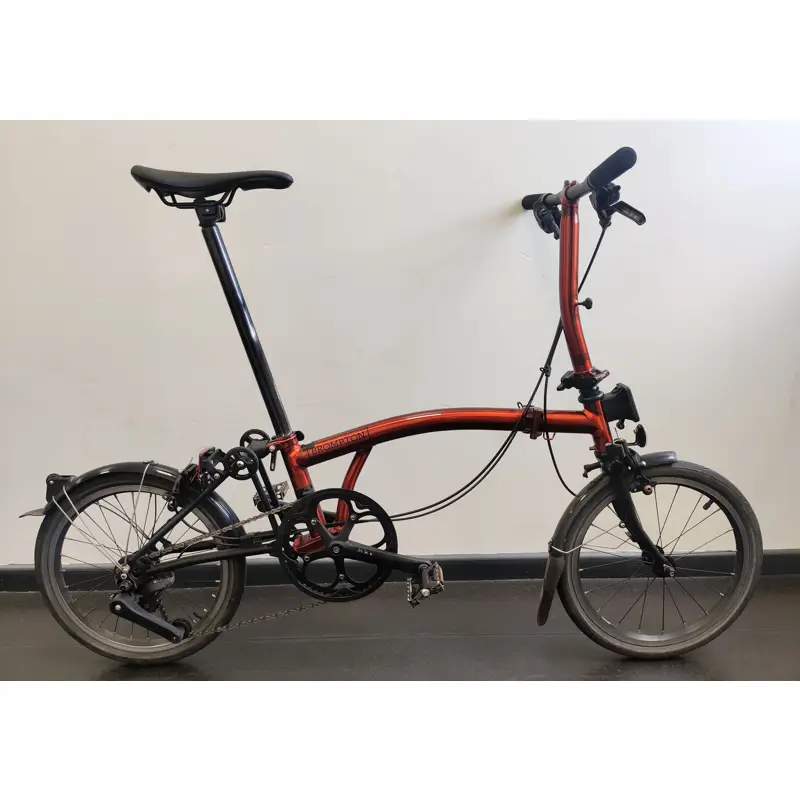 Balfes Bikes EX DEMO Brompton P Line 4 speed Low handlebar Standard Seatpost Folding Bike 2026 in Flame Lacquer | Free postage over £30, £10 off first order, price match & 0% finance.