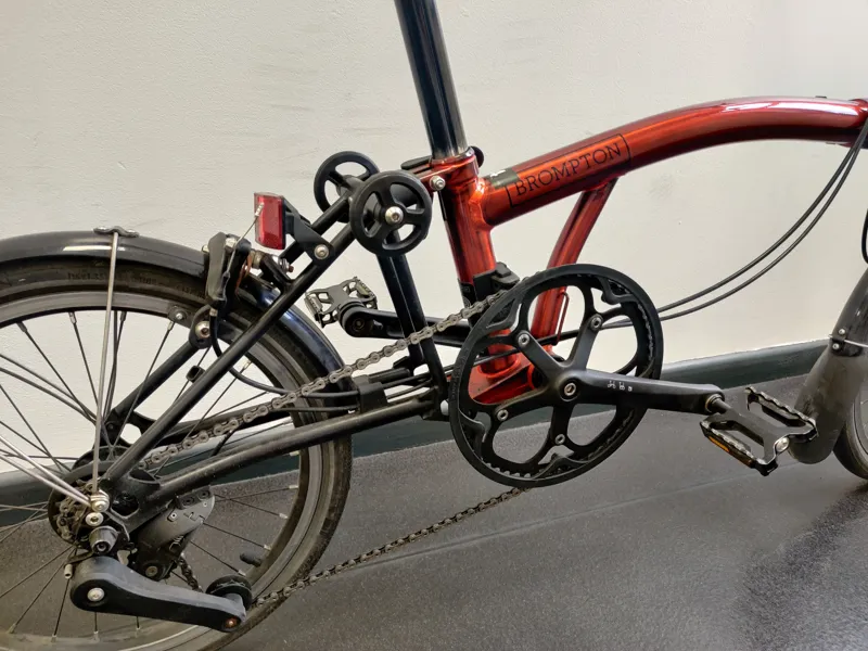 EX DEMO Brompton P Line 4 speed Low handlebar Standard Seatpost Folding Bike 2026 in Flame Lacquer -12