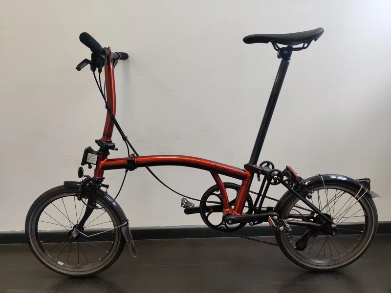 EX DEMO Brompton P Line 4 speed Low handlebar Standard Seatpost Folding Bike 2026 in Flame Lacquer -5