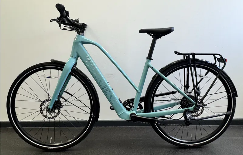 EX DEMO Trek Fx+ 2 Stagger Electric Hybrid Bike Medium 2024 in Blue Sage-1