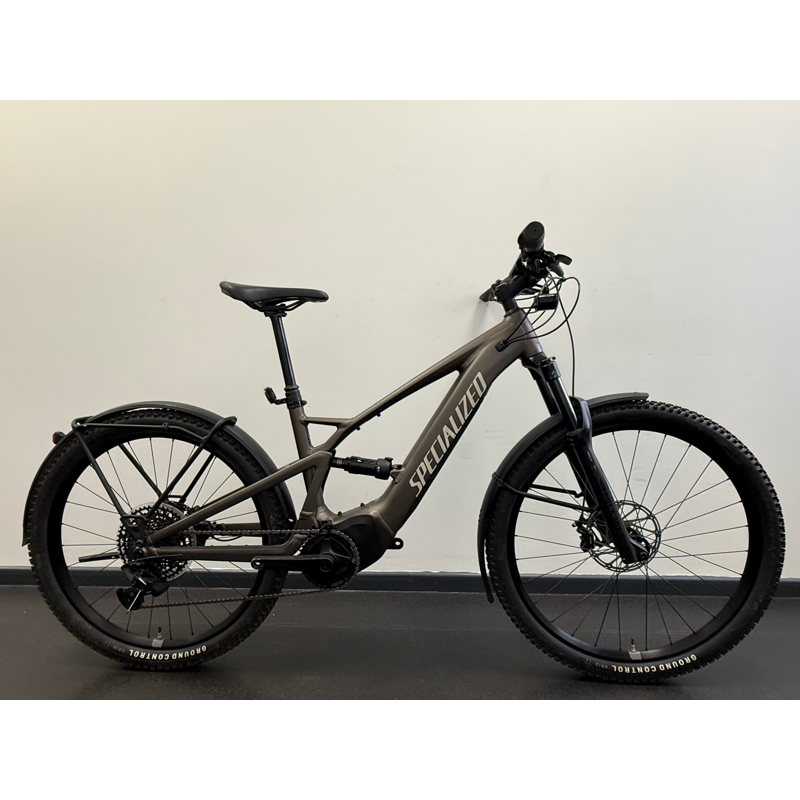 Balfes Bikes EX DEMO Specialized Turbo Tero X 4.0 Full Suspension Electric MTB 2025 in Gunmetal/White | Free postage over £30, £10 off first order, price match & 0% finance.