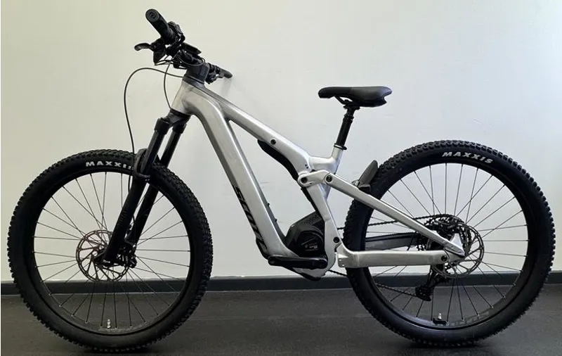 EX DEMO Scott Bike Strike eRIDE 920 EVO Small Electric Full Suspension Mountain Bike 2024 in Silver-1