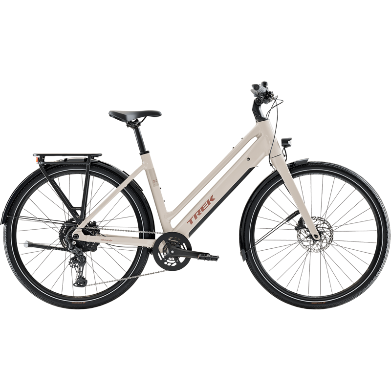 Balfes Bikes Trek Inbound+ 2 R10 Lowstep Electric Hybrid Bike 2027 in Buff Beige | Free postage over £30, £10 off first order, price match & 0% finance.