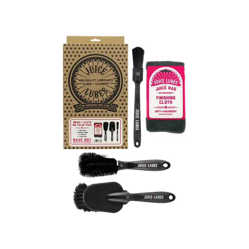 Balfes Bikes Juice Lubes Brush and Cloth Pack Mixed Bundle | Free postage over £30, £10 off first order, price match & 0% finance.