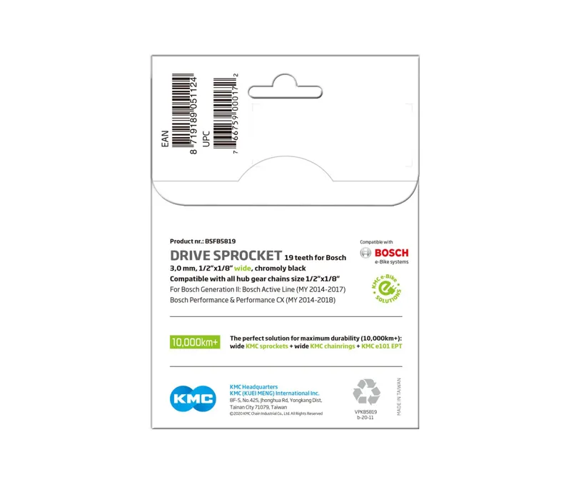 KMC Bosch Gen2 Front Wide Sprocket 1/8 19T in Black-2