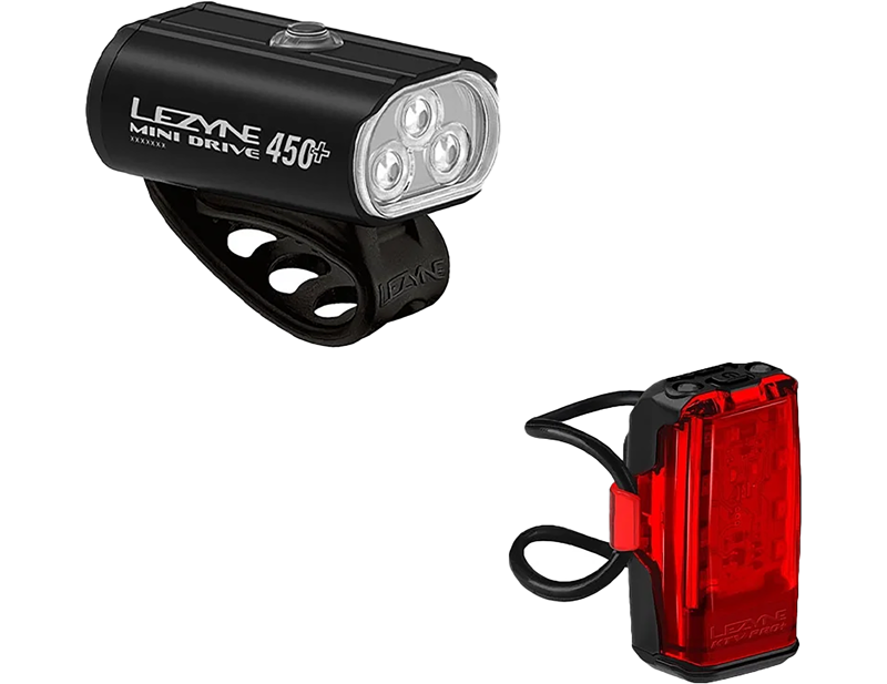 Lezyne Mini Drive 450+ / KTV+ Drive Light Set in Black