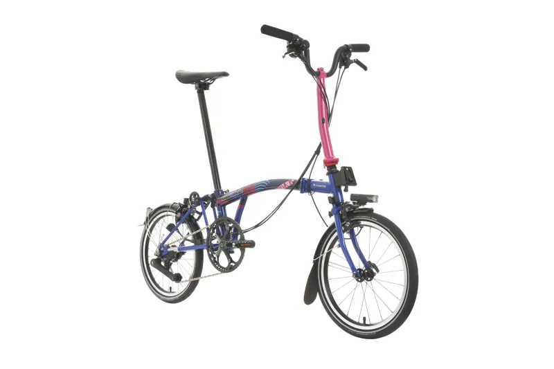 Brompton Team GB 2024 Editon P Line 12 Speed Mid-Handlebar Folding Bike 2024 in Gloss Arctic Blue Union Jack pattern-1