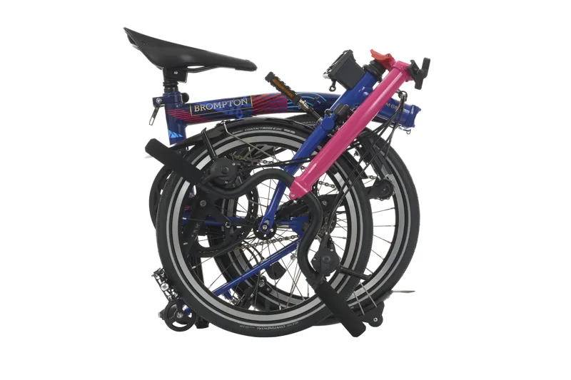 Brompton Team GB 2024 Editon P Line 12 Speed Mid-Handlebar Folding Bike 2024 in Gloss Arctic Blue Union Jack pattern-3