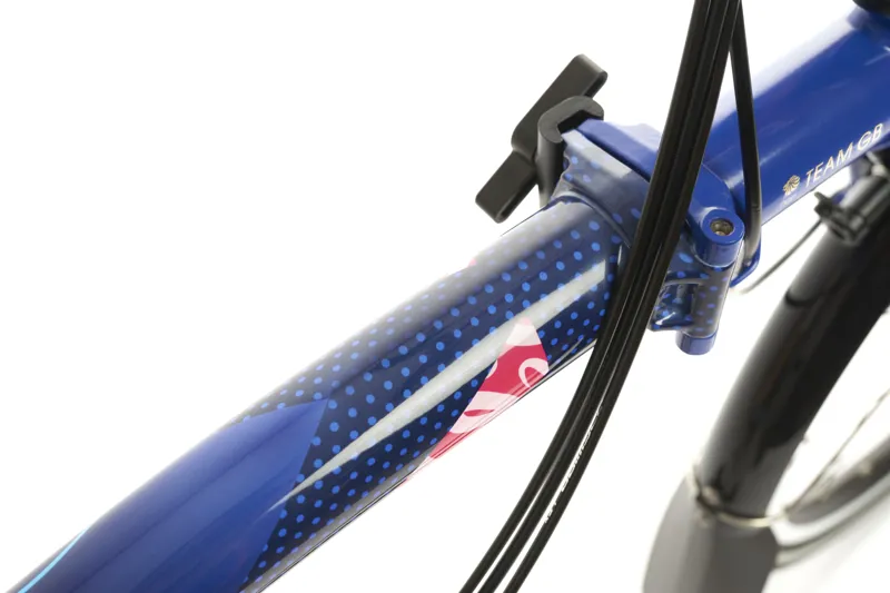 Brompton Team GB 2024 Editon P Line 12 Speed Mid-Handlebar Folding Bike 2024 in Gloss Arctic Blue Union Jack pattern-4