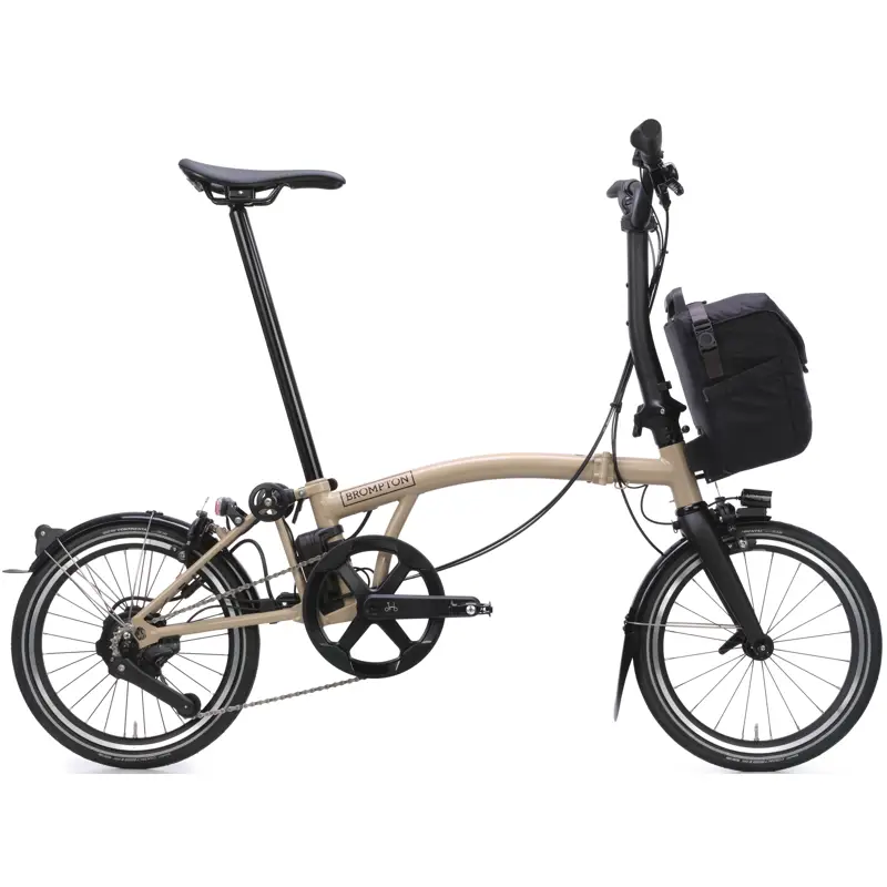 Balfes Bikes Brompton Electric P Line 4-Speed Folding Bike 2026 in Dune Sand | Free postage over £30, £10 off first order, price match & 0% finance.