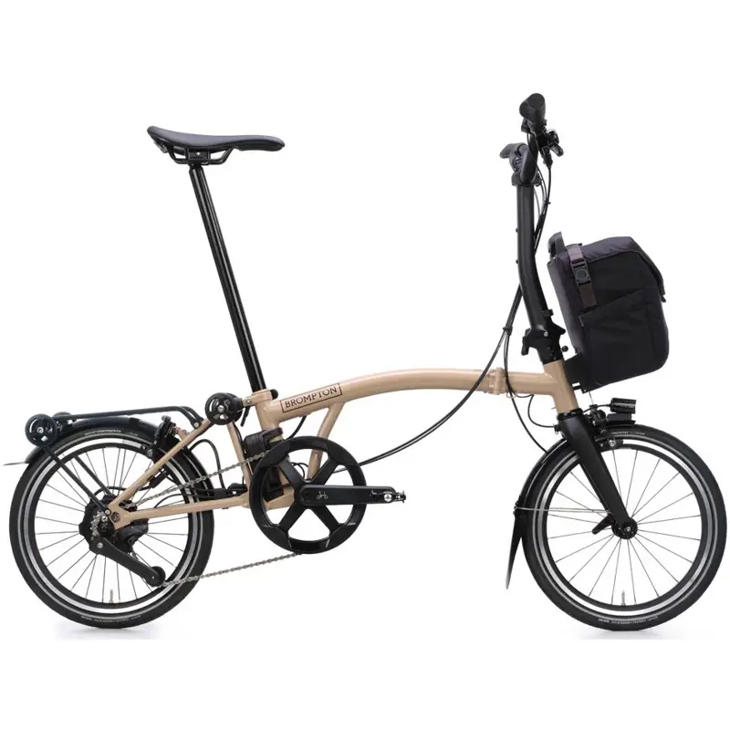 Balfes Bikes Brompton Electric P Line with SuperRoll+ 4-Speed Folding Bike 2026 in Dune Sand | Free postage over £30, £10 off first order, price match & 0% finance.