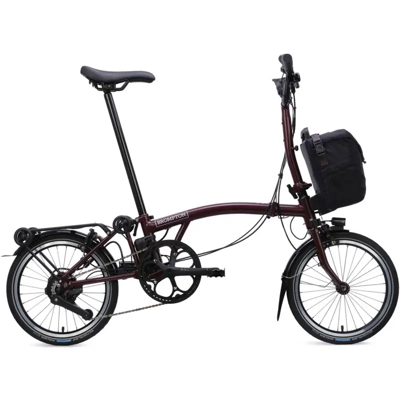 Balfes Bikes Brompton Electric C Line with SuperRoll+ 4-Speed Folding Bike 2026 in Red Plum | Free postage over £30, £10 off first order, price match & 0% finance.