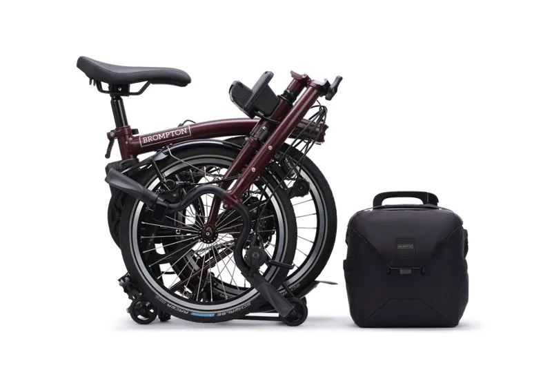 Brompton Electric C Line with SuperRoll+ 4-Speed Folding Bike 2026 in Red Plum-3