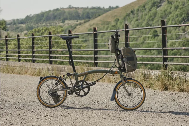 Brompton x Bear Grylls C Line Explore Special Edition Folding Bike 2023 in Moss Green Mushroom Grey-9