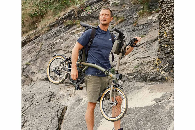 Brompton x Bear Grylls C Line Explore Special Edition Folding Bike 2023 in Moss Green Mushroom Grey-12