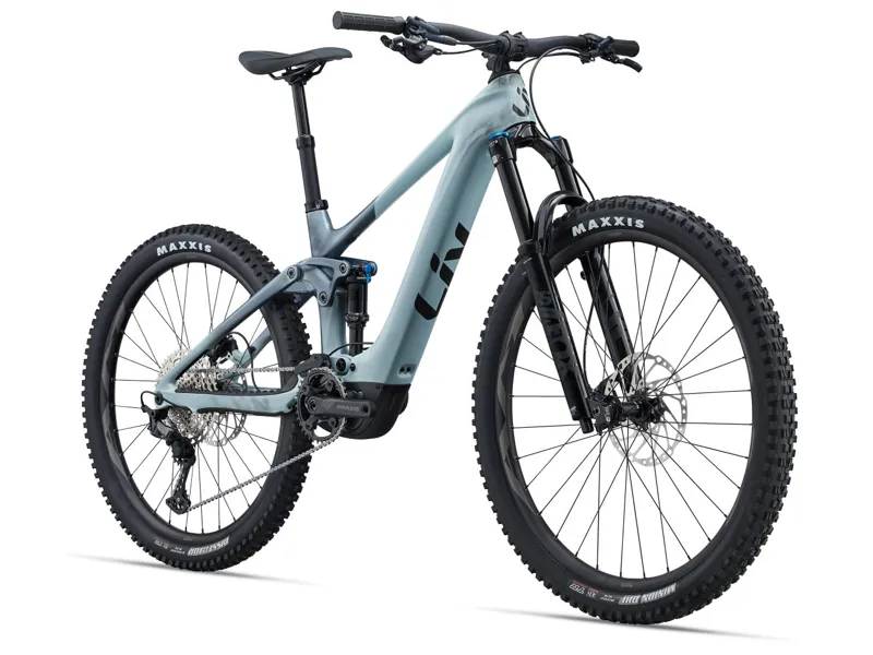 Liv Intrigue X Advanced E+ EL 2 Full Suspension Electric Mountain Bike 2025 in Soap Suds/Aged Denim-1