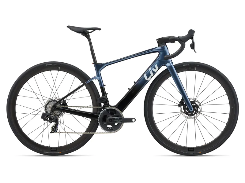 Liv Avail Advanced E+ Elite 1 Women's Electric Road Bike 2025 in Ice Age/Carbon smoke