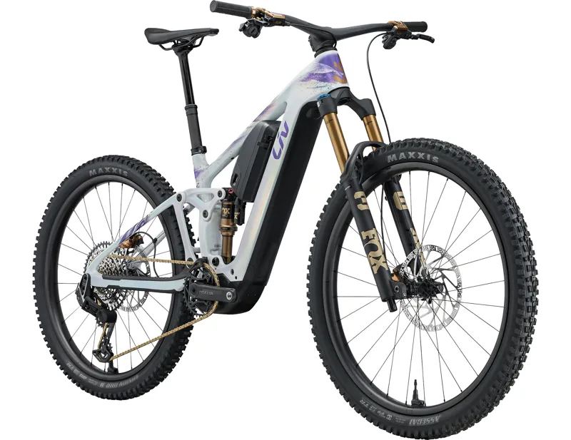Liv Intrigue Advanced E+ 0 Women's Carbon Full Suspension Mountain Bike 2027 in Prism Pearl-1