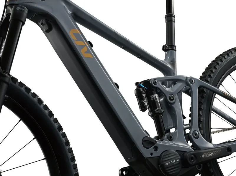 Liv Intrigue Advanced E+ 1 Women's Carbon Full Suspension Mountain Bike 2027 in Stardust Grey-1