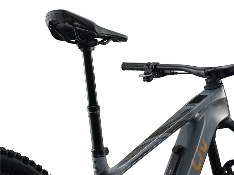 Liv Intrigue Advanced E+ 1 Women's Carbon Full Suspension Mountain Bike 2027 in Stardust Grey-6