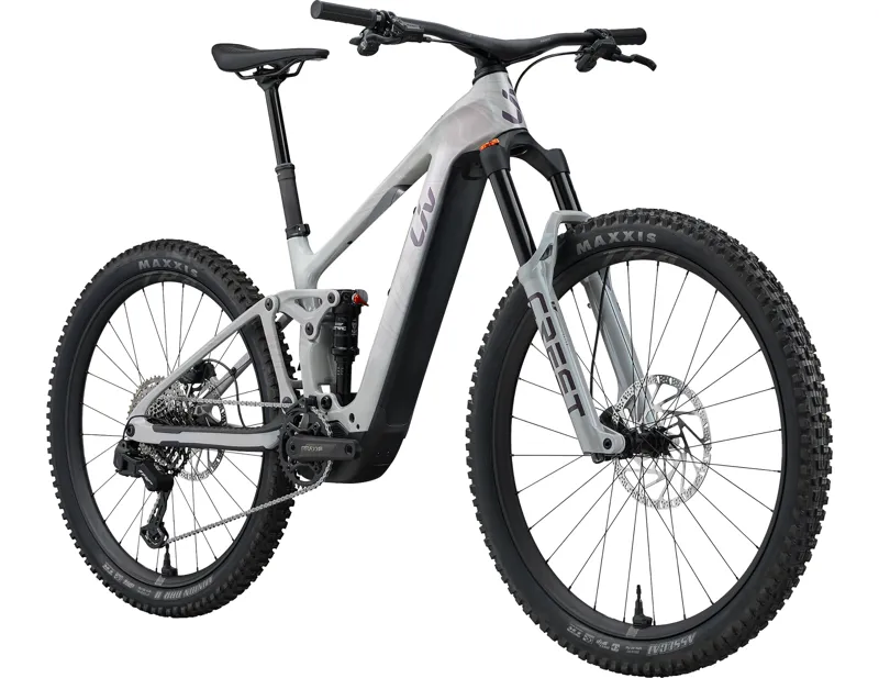 Liv Intrigue Advanced E+ SE Women's Carbon Full Suspension Mountain Bike 2027 in Fog Marble Drift-1