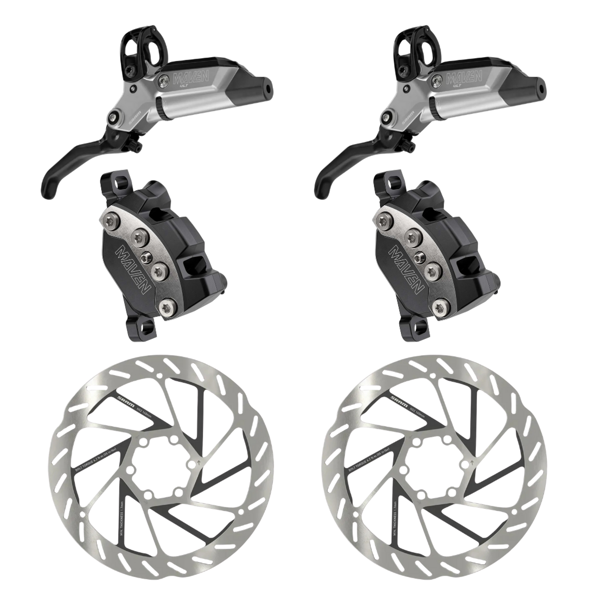 Colored Roters SRAM Maven Ultimate Brake Bundle with HD2 6-Bolt Rotors 200mm