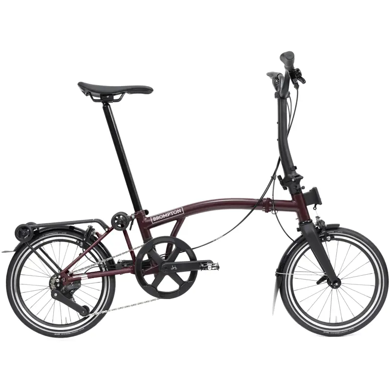 Balfes Bikes Brompton P Line V2 with SuperRoll+ 12-Speed Folding Bike 2026 in Red Plum | Free postage over £30, £10 off first order, price match & 0% finance.