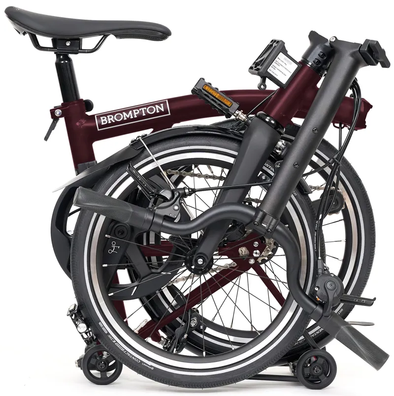 Brompton P Line V2 with SuperRoll+ 12-Speed Folding Bike 2026 in Red Plum-3