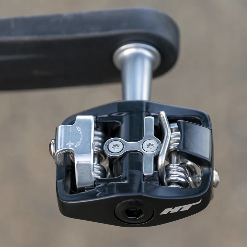 HT 878 Clipless Alloy Body Sealed Bearing Cr-Mo Axles Inc. H-30 Cleats Pedals in Black-2