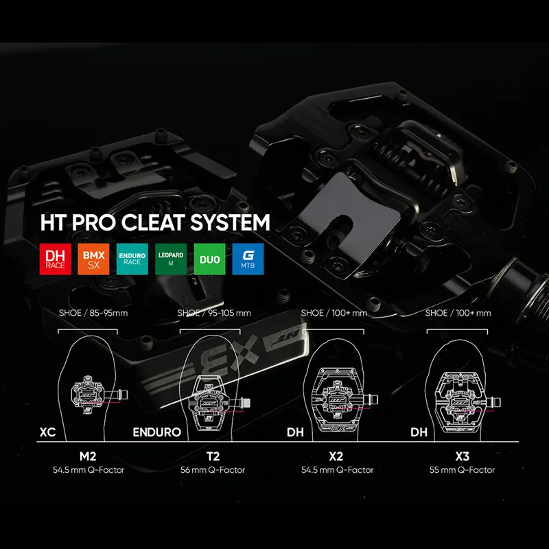 HT 878 Clipless Alloy Body Sealed Bearing Cr-Mo Axles Inc. H-30 Cleats Pedals in Black-4