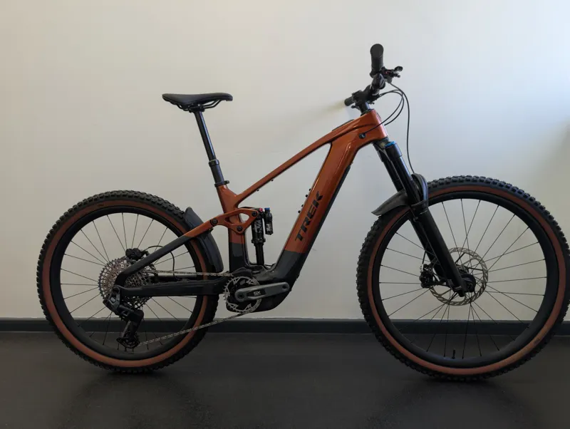 EX Demo Trek Rail+ 9.8 GX AXS T-Type Gen 5 Electric Full Suspension Mountain Bike Medium 2026 in Pennyflake
