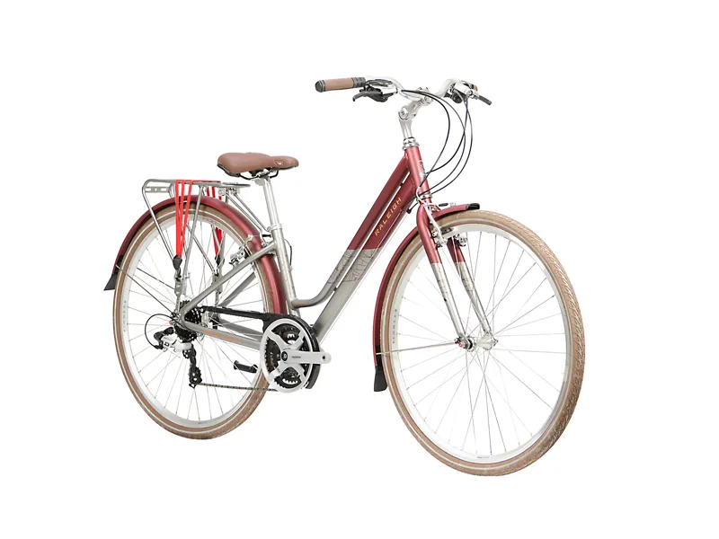 Raleigh Pioneer Grand Tour Lowstep Womens Hybrid Bike 2024 in Red-1