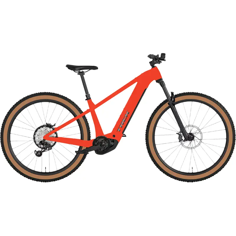 Balfes Bikes Trek POWERFLY+4 800 Gen 5 Equipped Electric Hardtail Mountain Bike 2027 in Radioactive Red/Black Chrome | Free postage over £30, £10 off first order, price match & 0% finance.