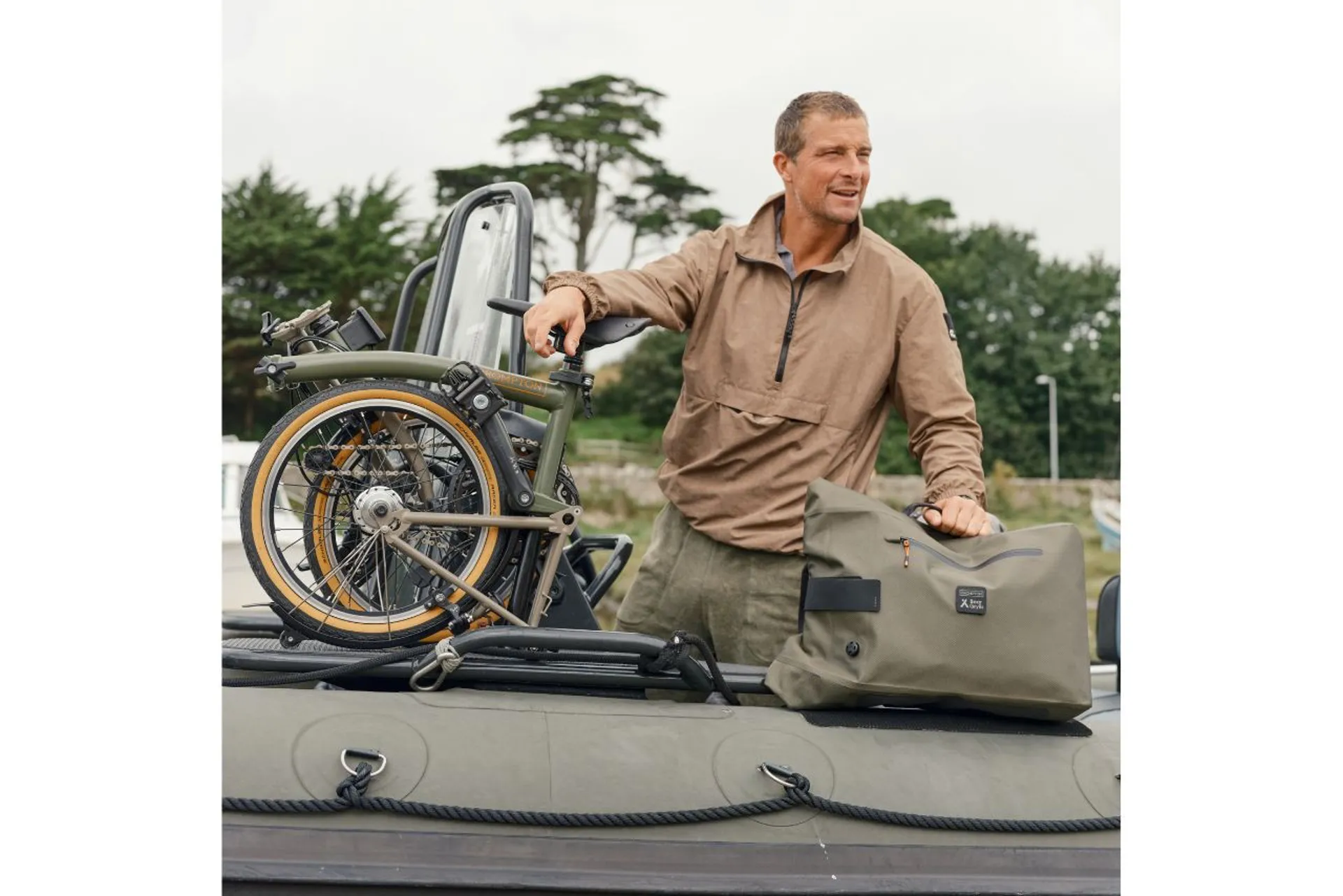 Brompton x Bear Grylls Waterproof Backpack in Moss Green