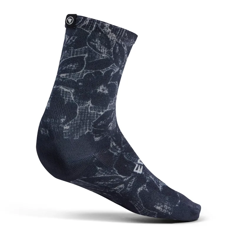Endura Grid Floral Ltd Print Sock in Black-1
