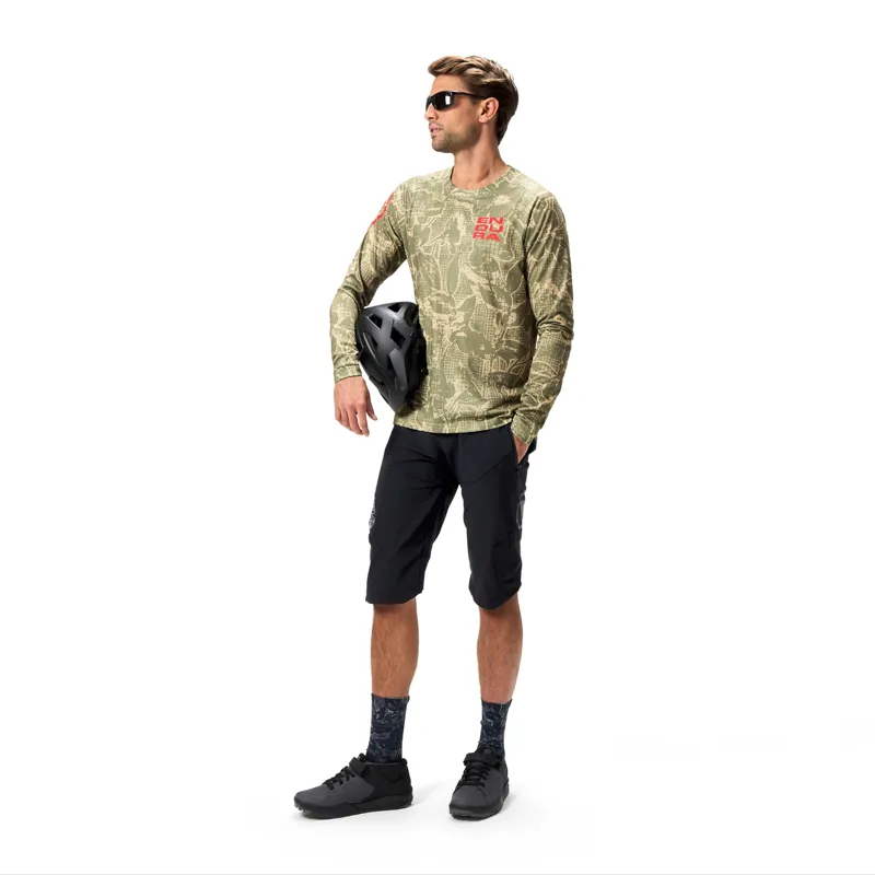 Endura Grid Floral LTD Printed Long Sleeve Tee in Tweed Green-4