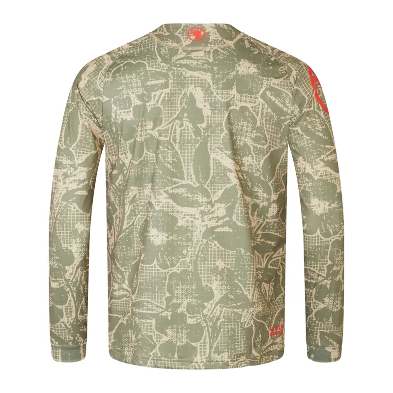 Endura Grid Floral LTD Printed Long Sleeve Tee in Tweed Green-1