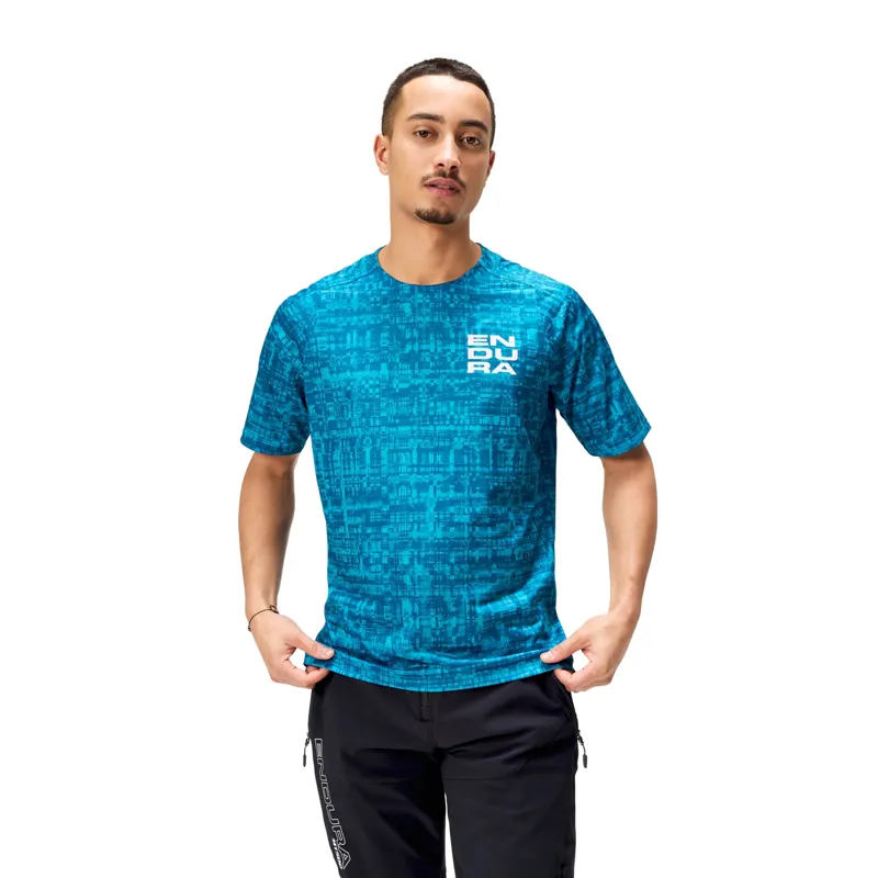 Endura Grid LTD Printed Short Sleeve Tee in Blue-1