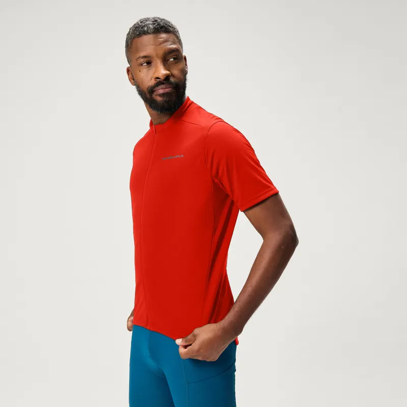 Endura Loop Short Sleeve Zipped Jersey in Flame Red-4