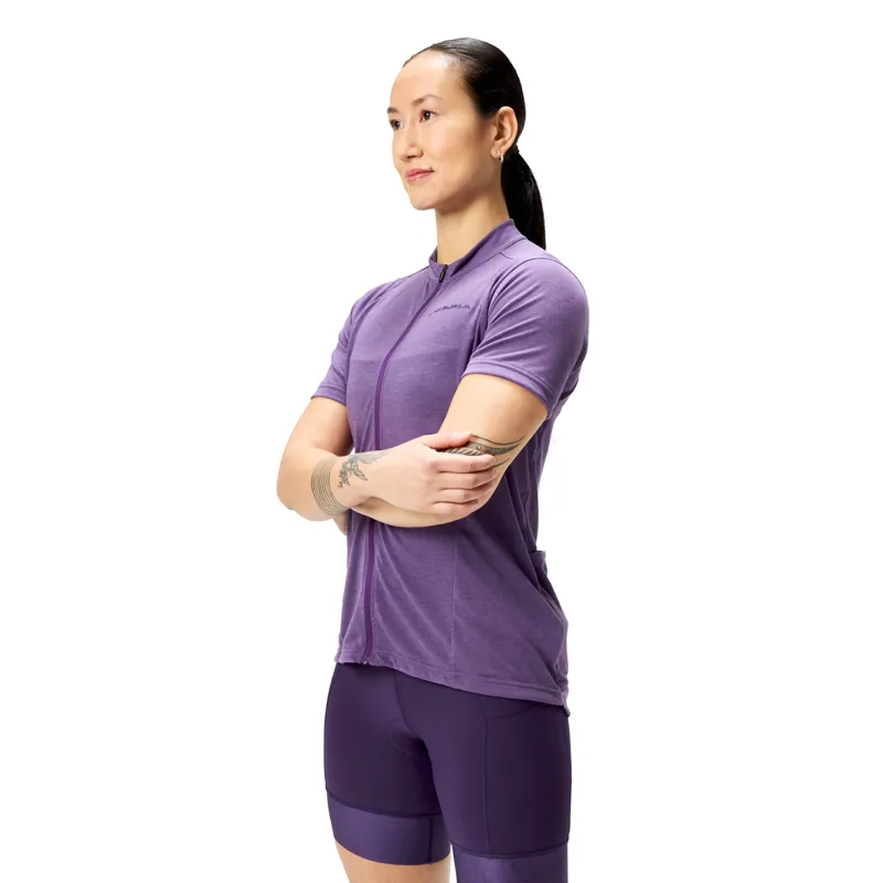 Endura Women's Loop Short Sleeve Zipped Jersey in Heather-2