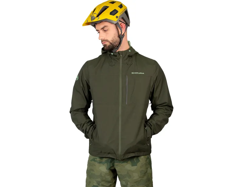 Endura Hummvee Waterproof Hooded Jacket in Bottle Green-2