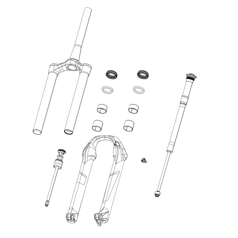 RockShox Spare - Front Suspension Internals Left Spring Solo Air Bluto 26 120 Includes Top Cap Assy Bottomless Tokens Qty 4 Solo AirSpring and Shaft Bolt:
