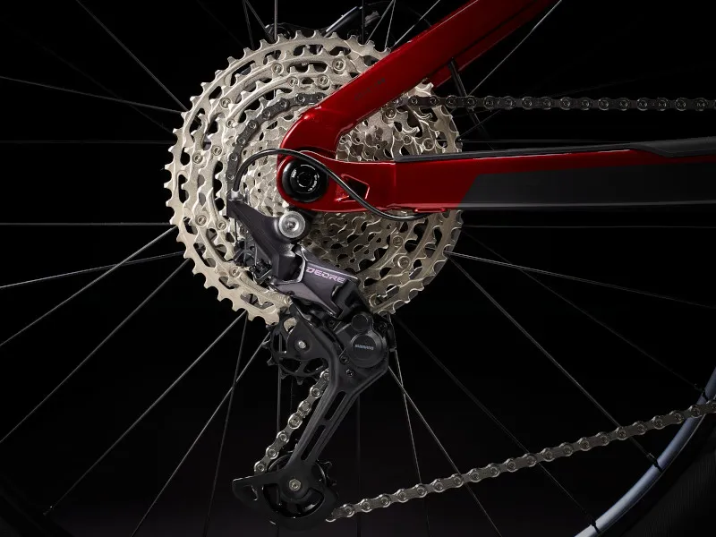 Trek Rail 5 Deore 500Wh FS Electric Mountain Bike 2022 in Crimson and Lithium Grey-8