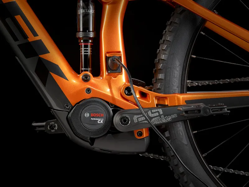 Trek Rail 9.5 Deore 625wh Full Suspension Electric MTB 2023 in Factory Orange/Lithium Grey-2